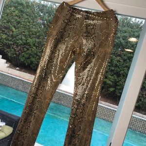 Snake sequin shiny stretch bell flared pants  Med